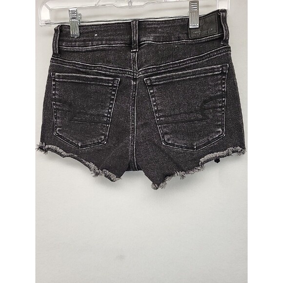 American Eagle Outfitters Womens Shorts Black 0 Denim Hi Rise Shortie Cut Offs - Picture 10 of 11
